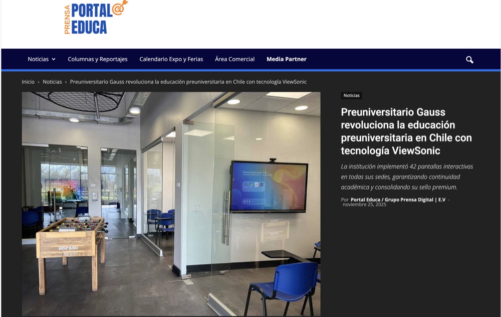 Portal Educa — Cómo Gauss transformó sus salas de clases con tecnología interactiva ViewBoard (25 noviembre 2025)